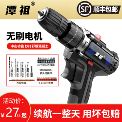 潭祖双速充电式手电钻29元包邮!清洁家用锂充电式工具多功能冲击手枪钻电动螺丝刀