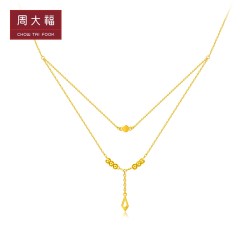 周大福珠宝首饰时尚足金黄金项链吊坠计价F217671精品