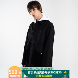 Dickies 灯芯绒面料拼接长款夹克秋季新品男式薄外套宽松DK008028 黑色 00L