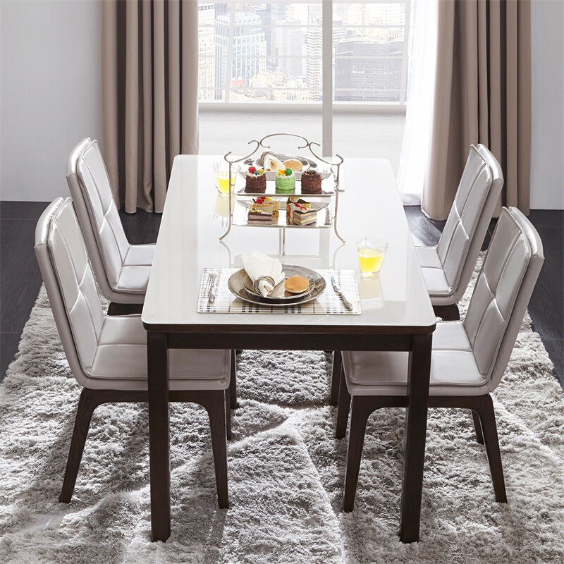 cheers芝华仕pt002钢化玻璃餐桌椅组合一桌四椅