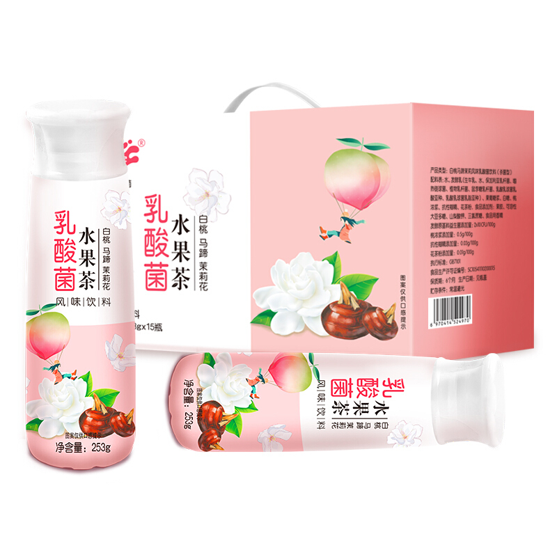 三剑客 乳酸菌水果茶 茉莉马蹄白桃味 253g*15瓶