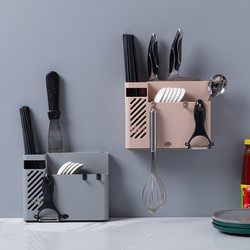 家用筷子筒餐具收纳盒 厨房多功能壁挂式沥水刀具筷勺置物架