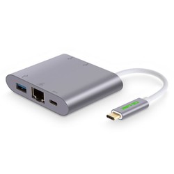 CE-LINK Type-C转千兆网卡多口USB分线器扩展坞MacBook苹果华为笔记本转换器hub 太空灰-铝壳 *5件
