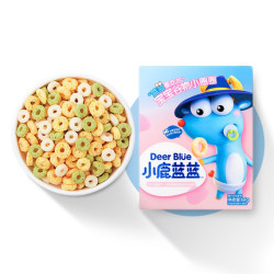 小鹿蓝蓝 宝宝谷物圈无糖64g 儿童零食无添加盐糖7种谷蔬手指谷物圈 *8件