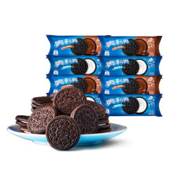 奥利奥(Oreo)经典口味夹心饼干原味+巧克力味 早餐休闲蛋糕糕点办公室下午茶 囤货必备58g 8连包 *5件