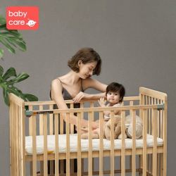 babycare 婴儿床 宝宝实木拼接大床 多功能新生儿摇篮床bb床 莱欧维克婴儿床