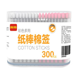 利得两色300只棉签纸棒两头掏耳朵化妆卸妆尖头棉花签棒 *5件
