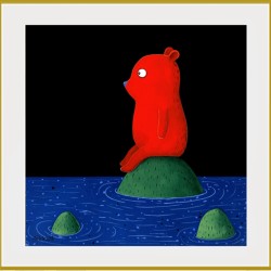 张占占 艺术版画 沙发背景墙挂画 等待 尺寸50*50cm-黑色框