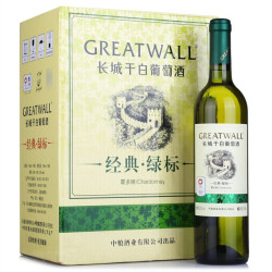长城(GreatWall)葡萄酒 经典系列绿标霞多丽干白葡萄酒 整箱装 750ml*6瓶 *2件