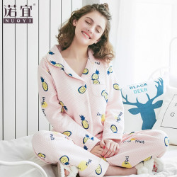 诺宜(NuoYI)月子装月子服空气棉秋冬夹棉哺乳衣孕产妇加厚家居服睡衣J38111粉色XXL *2件