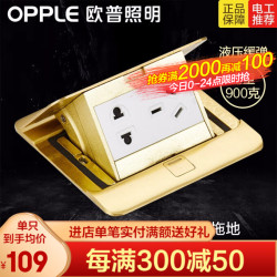 欧普照明(OPPLE)地插座全铜防溅水五孔阻尼带隐藏弹出式地面地板插座面板 一个五孔-10A *3件