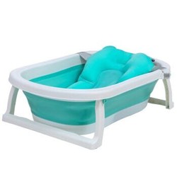 育芽浴盆 婴儿洗澡盆可折叠 新生儿宝宝多功能沐浴盆套装大号-绿色+凑单品