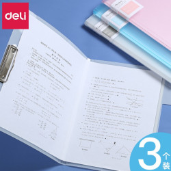 得力A3透明试卷收纳文件夹资料册小学生用资料袋卷子整理神器高中生多功能分类资料册 3个混装(三色各一个) *4件
