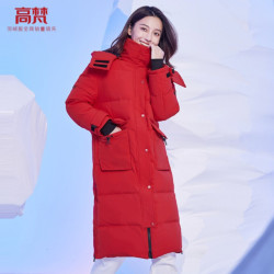 高梵(GOLDFARM)白鹅绒羽绒服女2020年长款过膝加厚三防时尚极寒工装外套
