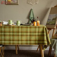 现代简约餐桌布布艺绿英伦格子桌布长方形茶几台布电视柜盖布定制