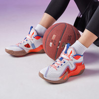 BADFIVE男款篮球鞋男鞋子男ABPQ045减震回弹场地鞋 39.5 标准白/荧光焰橙