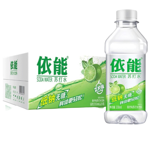 yineng 依能 青柠檬味 无糖0卡无汽弱碱 苏打水饮料 350ml*24瓶 整箱