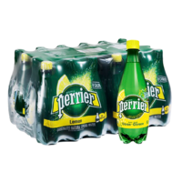 perrier 巴黎水 Perrier)天然气泡矿泉水(柠檬味)塑料瓶装 500ml*24瓶/箱 进口饮用水 法国进口