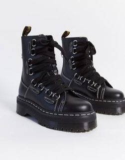 Dr Martens platform boots in black leather