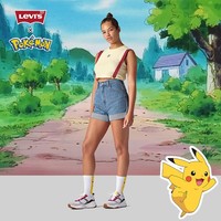 Levi's® x Pokémon 联名系列 女士纯棉牛仔背带短裤