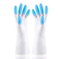 莱朗 洗碗手套 厨房家务清洁防滑防水刷锅洗衣大号耐用家用手套 蓝色 *2件