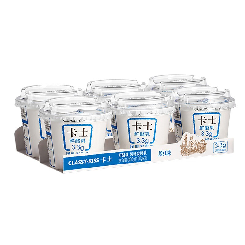 卡士 3.3g原味鲜酪乳100g*6杯 低温酸奶风味发酵乳