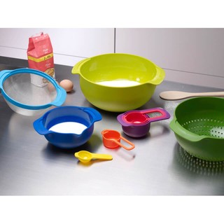 Joseph Joseph Nest Plus 9 Piece Mixing Bowls, Measures, Seive And Colander Stacking Set