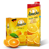 爱美可（Amecke）进口果汁 德国原装鲜榨果肉橙汁 1L*6盒整箱装 *2件