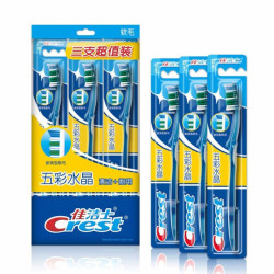 佳洁士五彩水晶牙刷三支特惠装(软毛) *4件