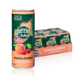 法国原装进口 Perrier巴黎水果汁 桃子&樱桃味 进口超市 含气饮料 整箱250ML*24罐 *2件