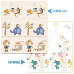 imybao/麦宝创玩 双面XPE折叠宝宝爬行垫 游乐场+树屋200*180*1cm