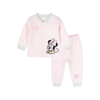 冬款男童套装女童套装迪士尼宝宝套装保暖家居服 204T112041 浅粉24个月/身高90cm