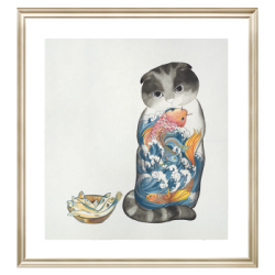 张渺限量数码微喷版画国画动物猫艺术品《都是我的》 客厅背景墙装饰画
