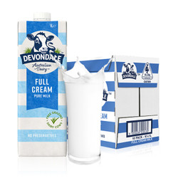 澳洲原装进口牛奶 德运(Devondale)全脂纯牛奶1L*10盒 整箱装 *2件
