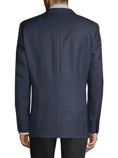 Slim-Fit Windowpane Wool-Blend Blazer