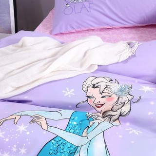迪士尼家纺磨毛卡通优雅的冰雪女王被套床单床上用品四件套 1.5m床/200*230cm/四件套 优雅的冰雪女王