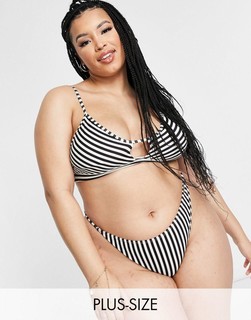 Juicy Couture ladies who side eye bikini bottom in black and white stripe