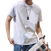 Tonlion 唐狮 2020夏季新款纯色短袖t恤男韩版潮流纯棉港风白色半袖打底衫