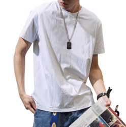Tonlion 唐狮 2020夏季新款纯色短袖t恤男韩版潮流纯棉港风白色半袖打底衫