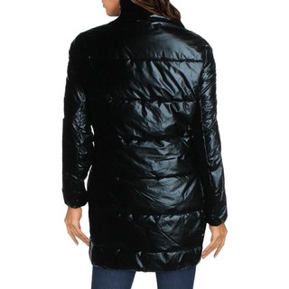 Juicy Couture Black Label Women's Quilted Down Insulated Mid-Length Winter Puffer Coat with Scarf