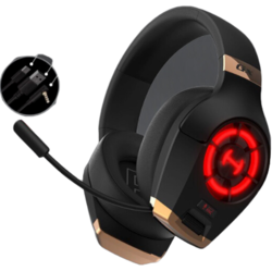 EDIFIER 漫步者 HECATE GX 耳罩式头戴式动圈降噪有线耳机 黑金色 3.5mm\Type-C\USB