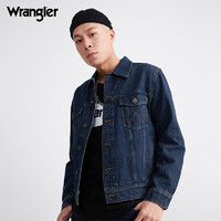 Wrangler威格21春夏男款深蓝色纯棉复古牛仔夹克外套W35005G14M22