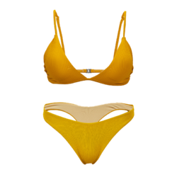 Yukari swim原创欧美ins三点式性感比基尼带胸垫吊带分体泳衣女