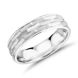 5折Monique Lhuillier 哑光刻纹 18K 白金结婚戒指 （6 毫米）