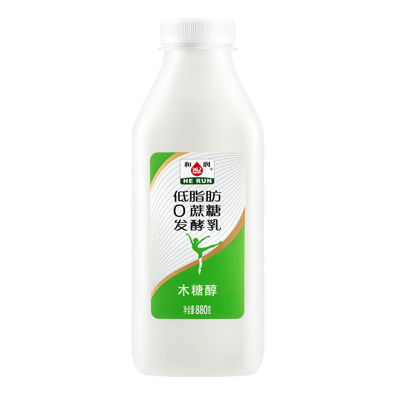 HE RUN 和润 低脂肪零蔗糖发酵乳 880g 单瓶装