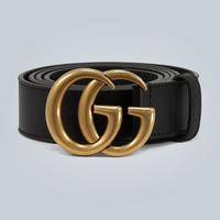 Leather belt with Double G buckle