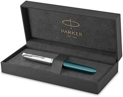 Parker 派克 51 钢笔 | 蓝*笔杆带镀铬装饰 | 细笔尖带黑色墨盒 | 礼品盒