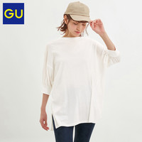 GU极优女装蝙蝠袖长款T恤(5分袖)2020夏季新款宽松纯棉上衣322369