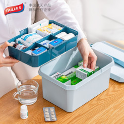 太力医药箱家用 家庭药品收纳盒急救医疗箱小巧多层蓝色 *2件