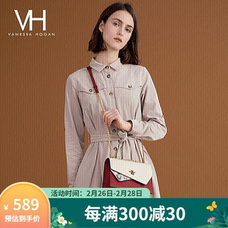 VH女包单肩包奢侈品牛皮链条包轻奢时尚拼接斜挎包简约潮流小方包 1806213WRE 酒红